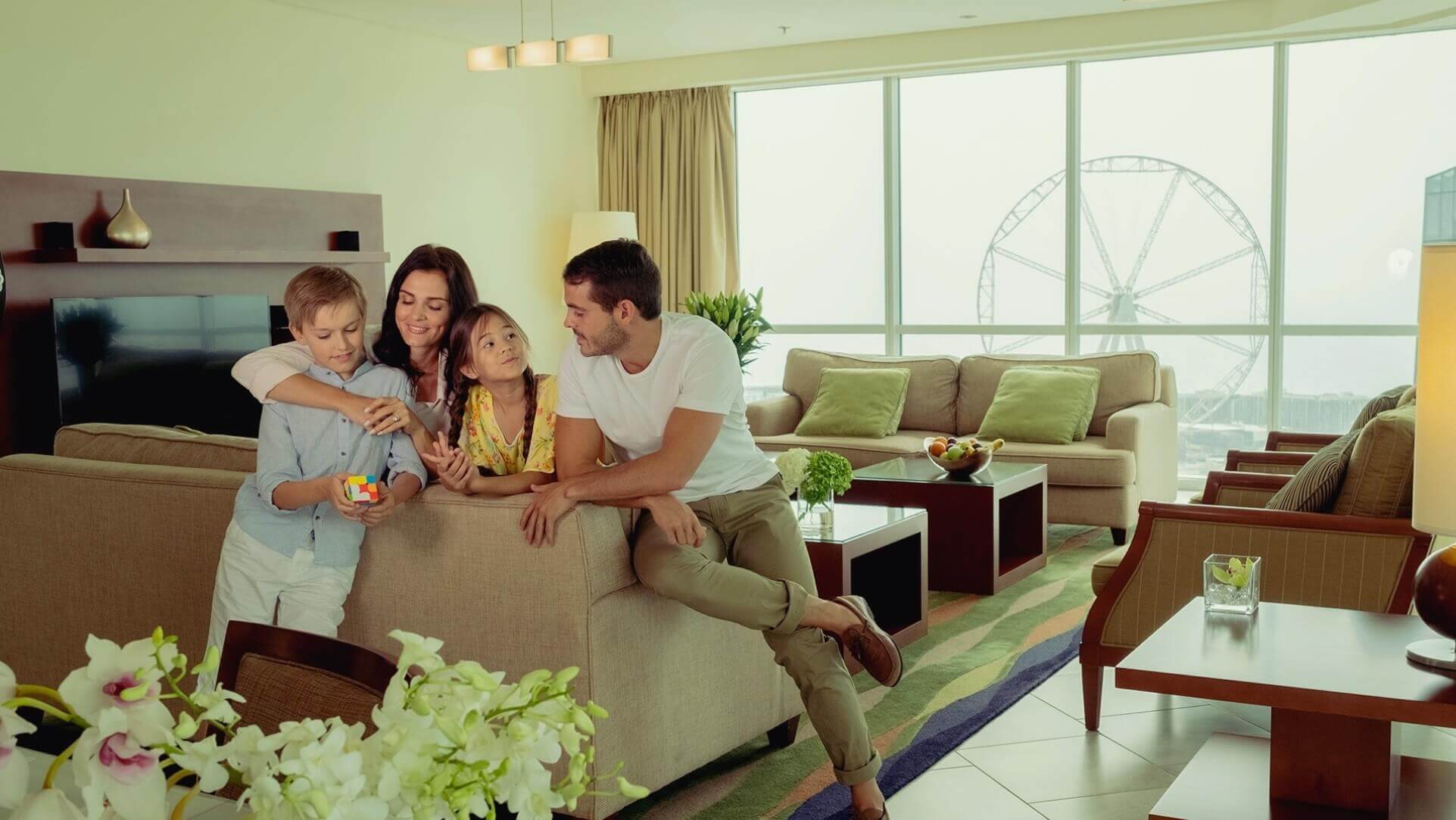 Family Leaning on Sofa