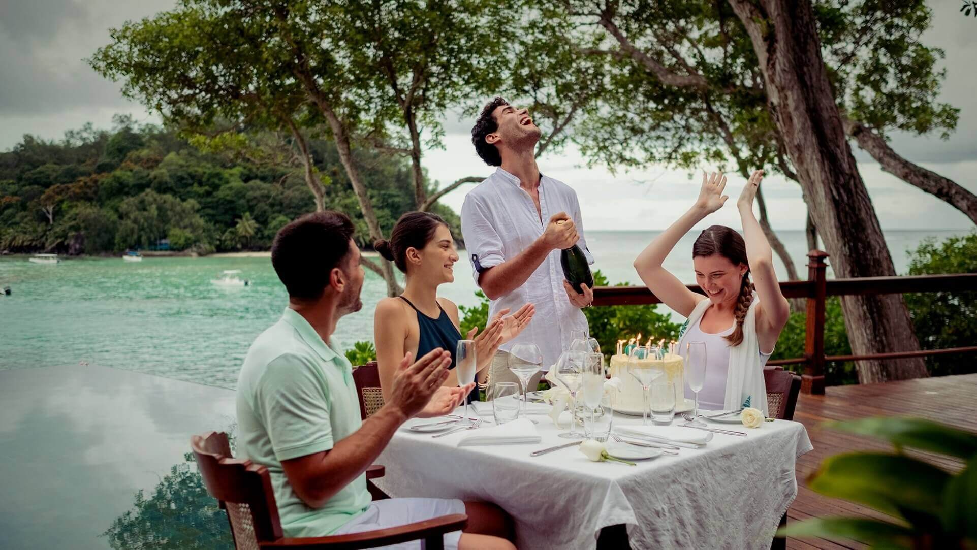 Friends Celebrating with Cake