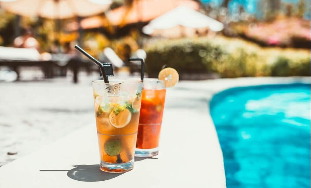 Two Drinks by Pool