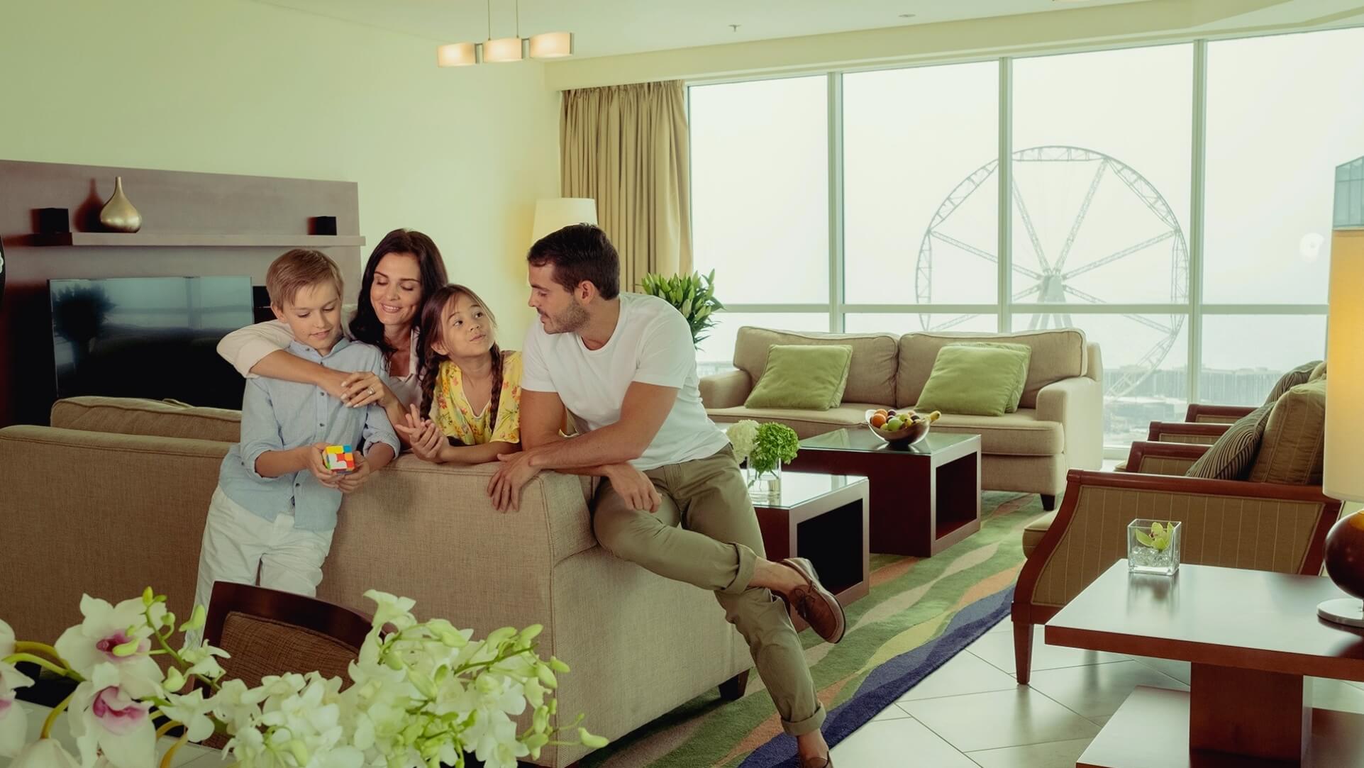 Family Leaning on Sofa