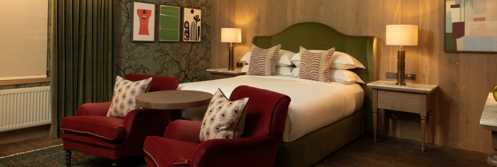 Interior of a guest room bedroom at JA Mar Hall